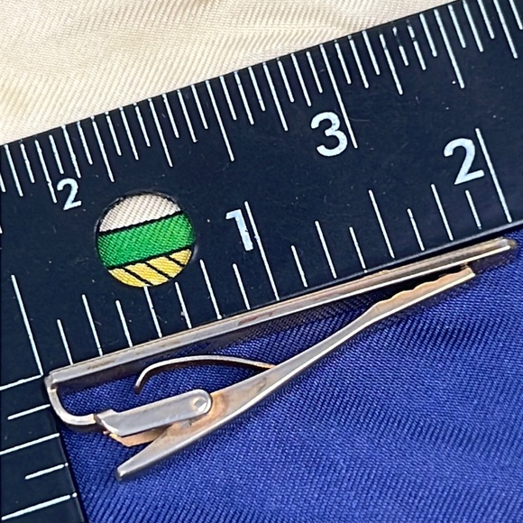 CELINE Sterling Silver 925 Tie Bar Tie Pin Logo clip Formal vintage authentic - Picture 5 of 14